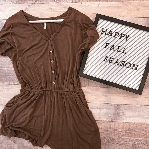 Daisy Shoppe Pants - 🐆Daisy Shoppe, Brown Romper, POCKETS